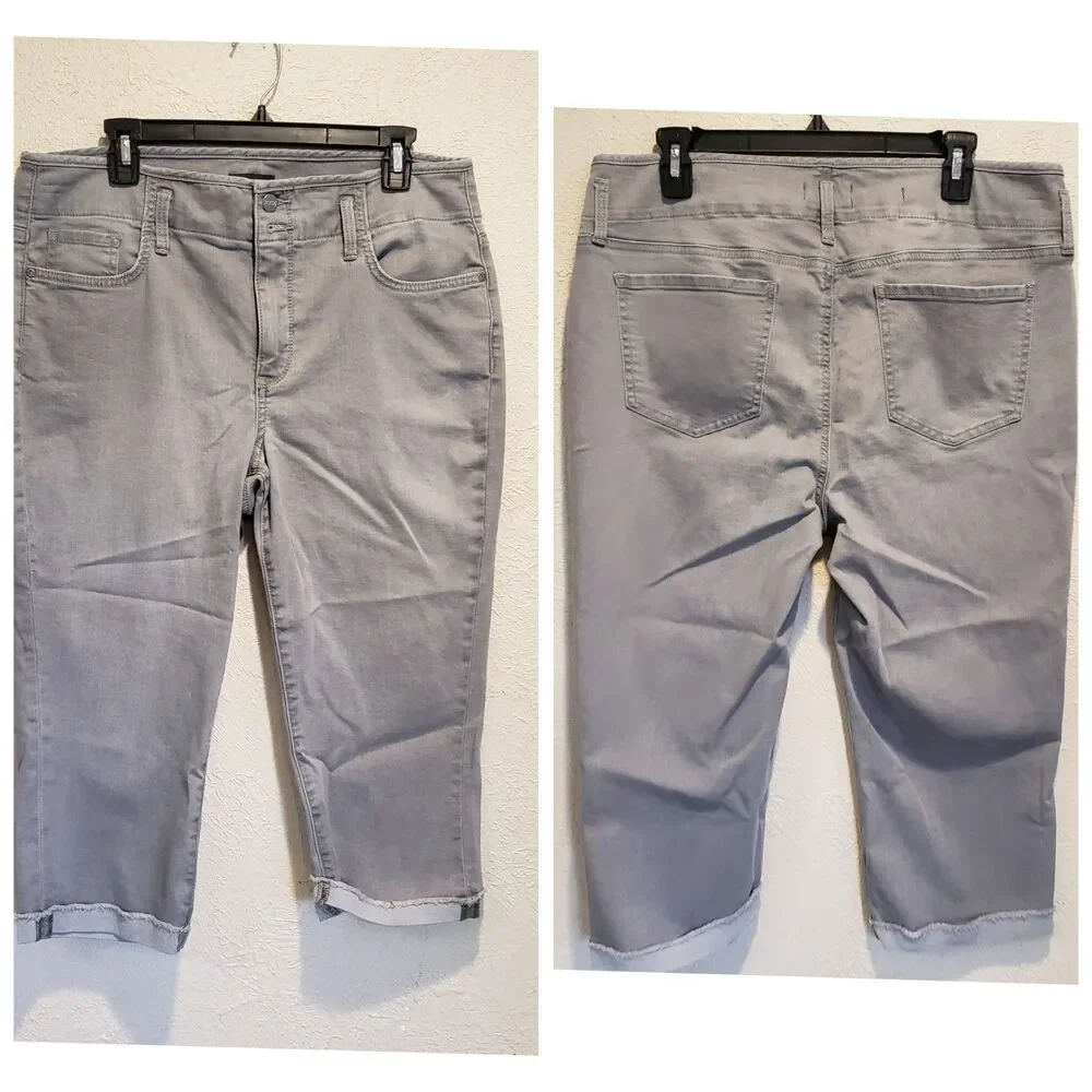 NYDJ Marilyn Straight Gray Crop Capris Jeans Womens 14